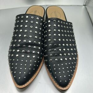 ARIDER GIRL Black Studded Mules Pointed Toe Great‎ Condition Size 6